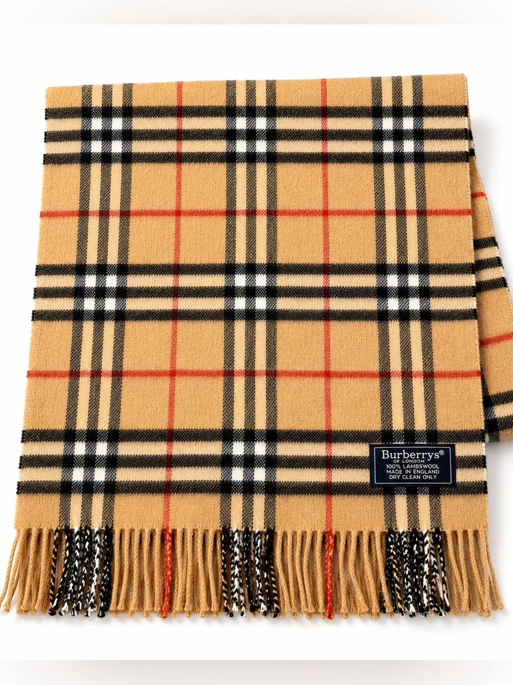 Burberry Camel Vintage Nova Check Wool Scarf